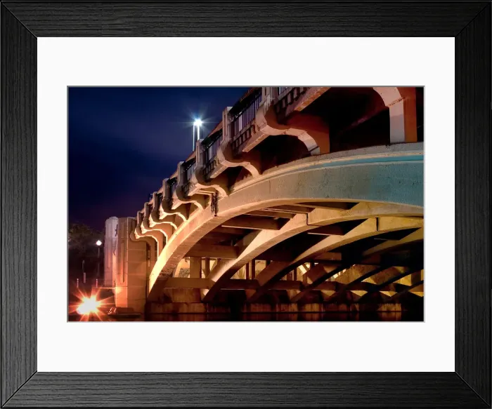 Framed Print : The Concrete Arch of Adelaide of the City Bridge Carrying King William Road At Night, Adelaide, South Australia
