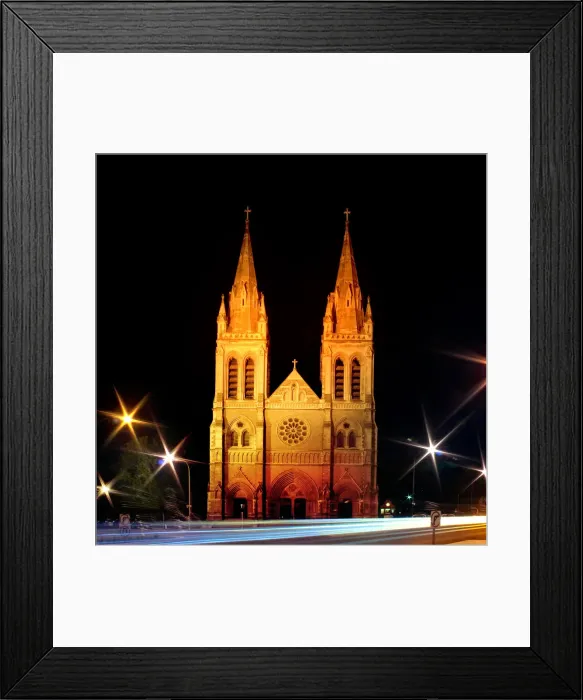 Framed Print : St Peters Cathedral Lights Up At Night, Adelaide, South Australia Framed Print : St Peters Cathedral Lights Up At Night, Adelaide, South Australia