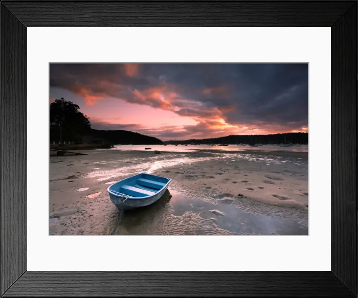 Framed Print : Boat on beach at sunrise Framed Print : Boat on beach at sunrise