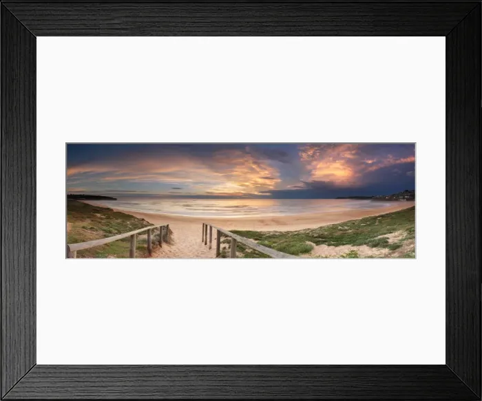 Framed Print : Beach Sunrise Panorama Framed Print : Beach Sunrise Panorama