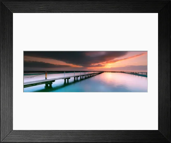 Framed Print : Seaside Pool at Sunrise