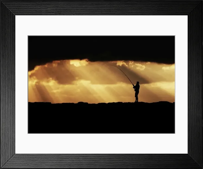 Framed Print : Fisherman silhouette Framed Print : Fisherman silhouette