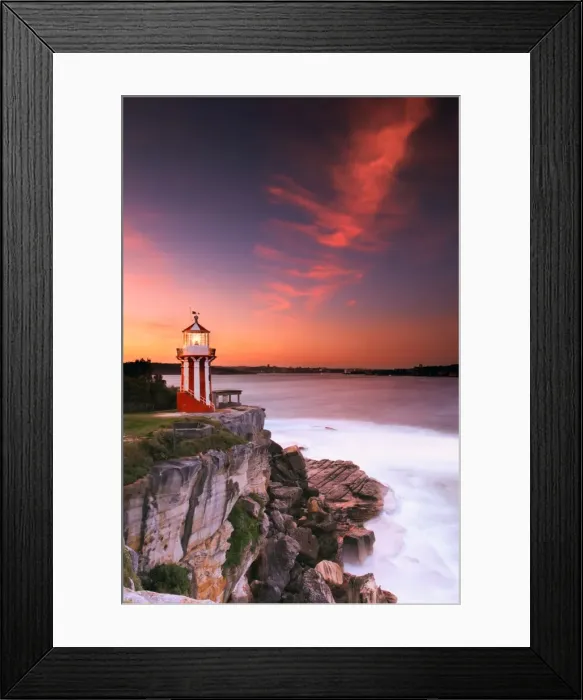 Framed Print : Hornby lighthouse at sunset