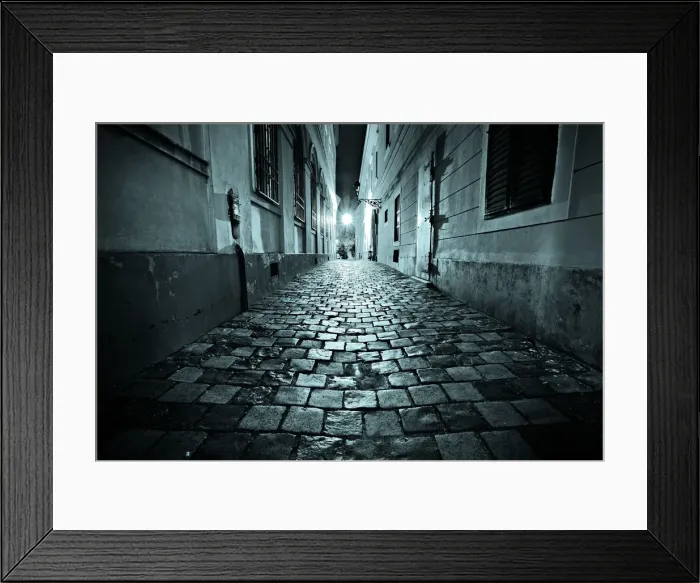 Framed Print : Night view of alley