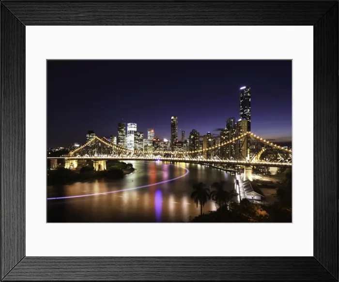 Framed Print : Brisbane. Story Bridge across the Brisbane River with Central Business