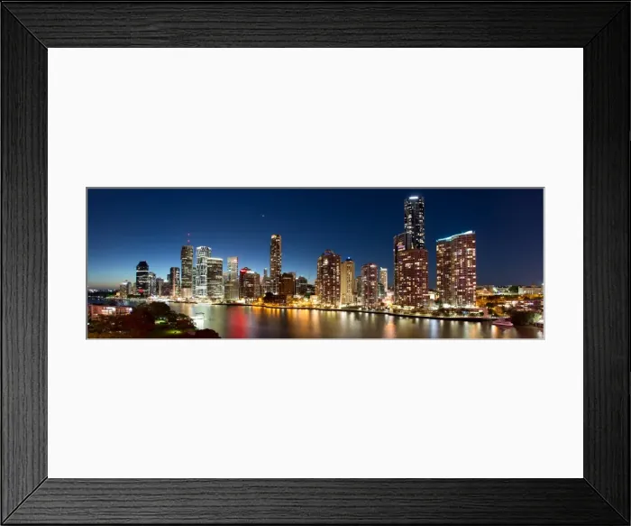 Framed Print : Brisbane Central Business District at dusk, subtropical capital of Queensland, Australia