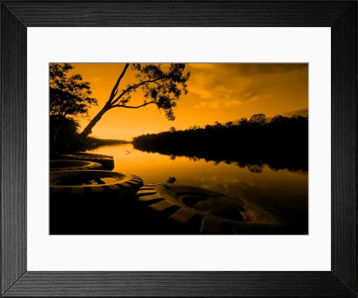 Framed Print : Estuary. Calm river in everglades at sunset of Australia Framed Print : Estuary. Calm river in everglades at sunset of Australia