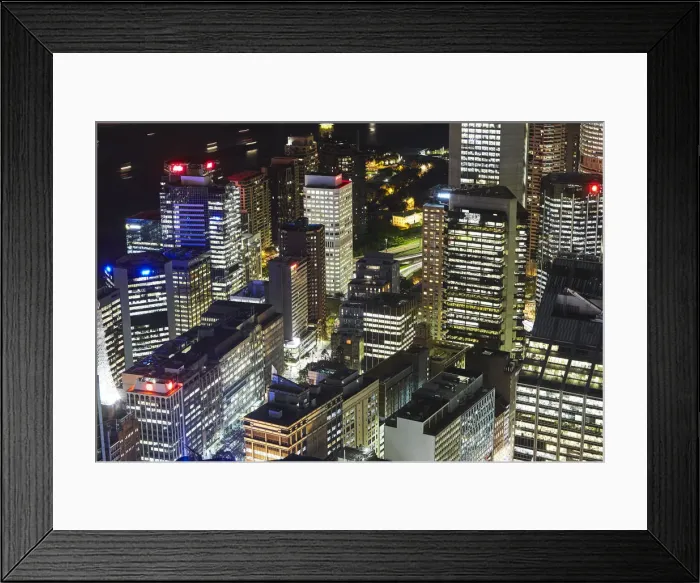 Framed Print : Aerial view of downtown Sydney illuminated at night