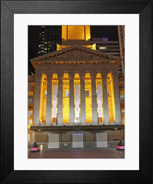 Framed Print : Architectural detail of Brisbanes City Hall at Night