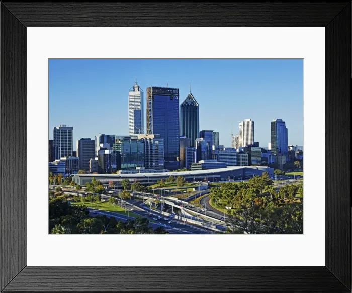 Framed Print : Elevated view of Perth business district Framed Print : Elevated view of Perth business district