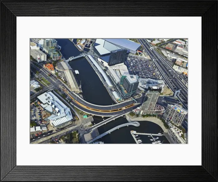 Framed Print : Birds eye view of Victoria harbour docks in Melbourne