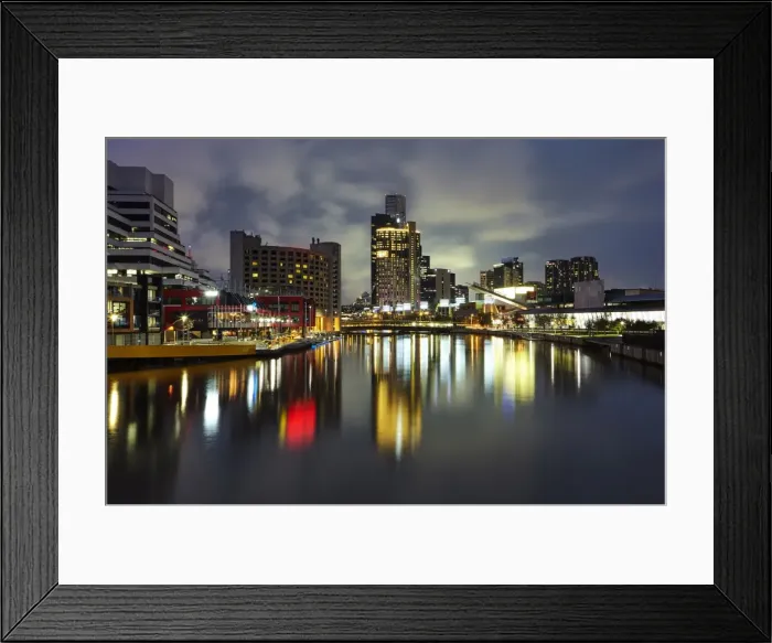 Framed Print : Skyline of Melbourne regenerated docklands at night Framed Print : Skyline of Melbourne regenerated docklands at night