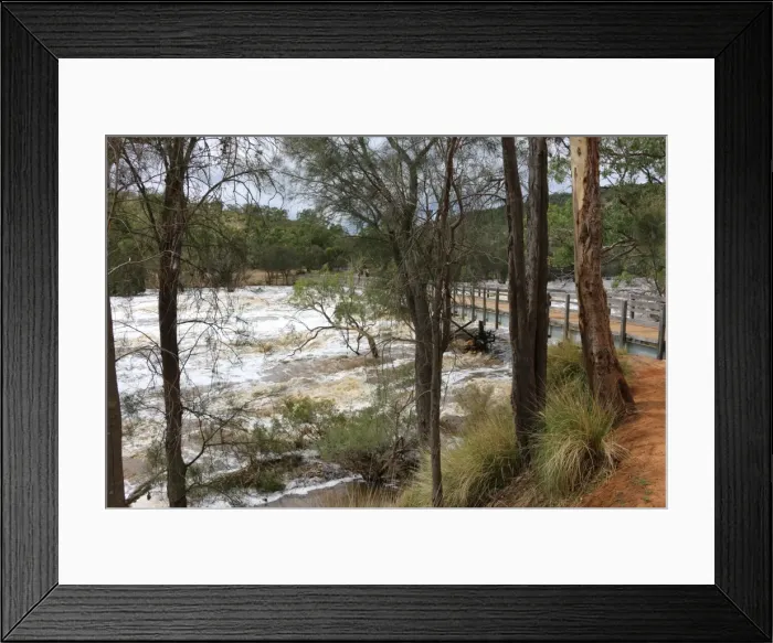 Framed Print : Bells Rapids in full flow after recent unseasonal weather in Perths hills