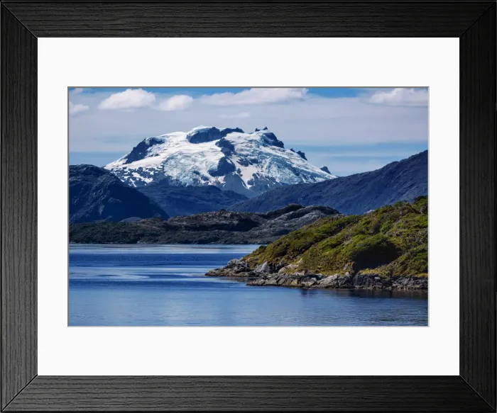 Framed Print : View of Snow Capped Mountain at Peel Fjord, Sarmiento Channel, Magallanes and Chilean Antarctica Region, Chile Framed Print : View of Snow Capped Mountain at Peel Fjord, Sarmiento Channel, Magallanes and Chilean Antarctica Region, Chile