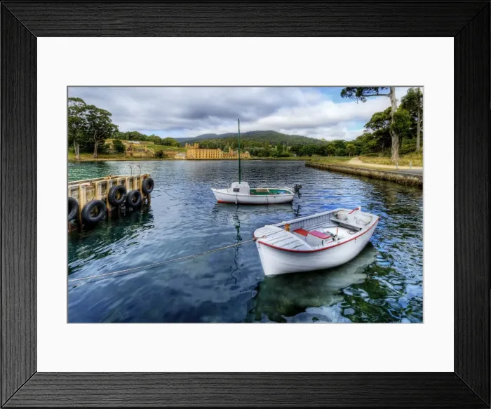 Framed Print : 2 Boats with Port Arthur Historic Site in the Background, Tasman Peninsula, Tasmania, Australia Framed Print : 2 Boats with Port Arthur Historic Site in the Background, Tasman Peninsula, Tasmania, Australia