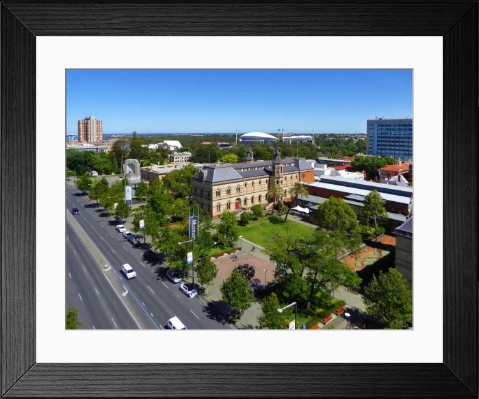 Framed Print : View of North Terrace Skyline with Adelaide Oval, Adelaide, South Australia Framed Print : View of North Terrace Skyline with Adelaide Oval, Adelaide, South Australia