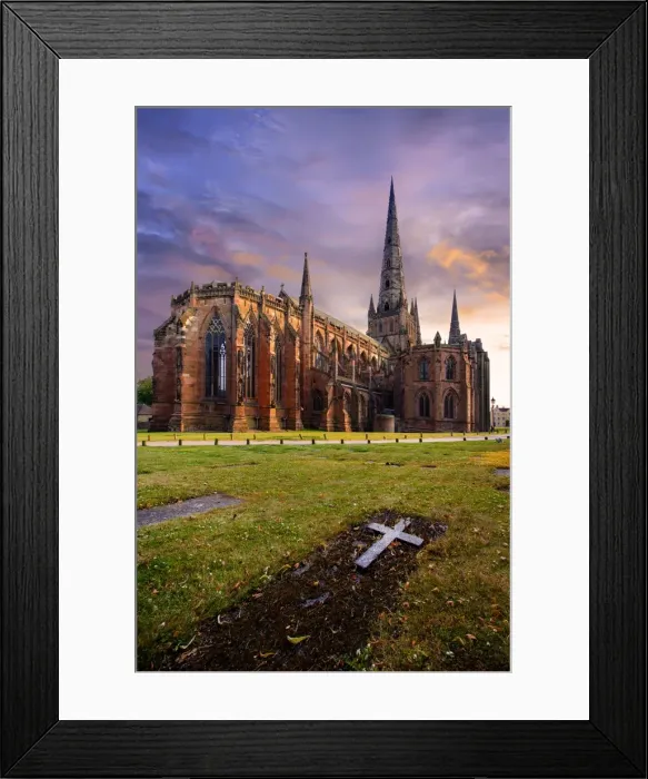 Framed Print : Sunset with Lichfield Cathedral, Lichfield, Staffordshire, England, United Kingdom Framed Print : Sunset with Lichfield Cathedral, Lichfield, Staffordshire, England, United Kingdom