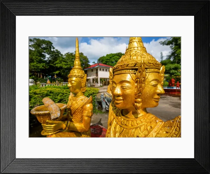 Framed Print : Golden Statues at Wat Krom (Lower Wat), Sihanoukville, Cambodia