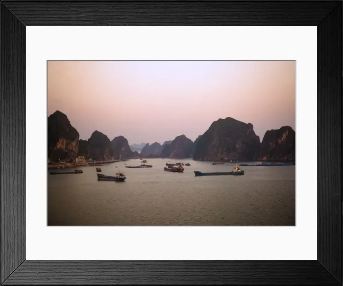 Framed Print : Sunset at Ha Long Bay, Quang Ninh Province, Vietnam