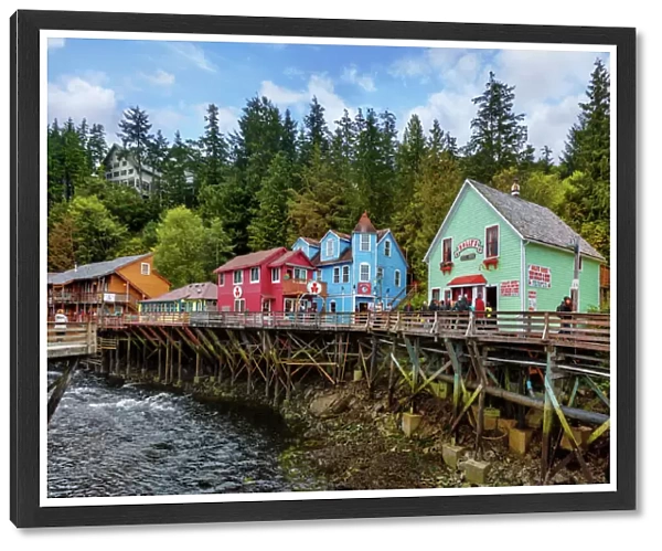 A Block of Fourth Avenue in Fairbanks Along Creek Street, Downtown of Ketchikan, Alaska, United States of America