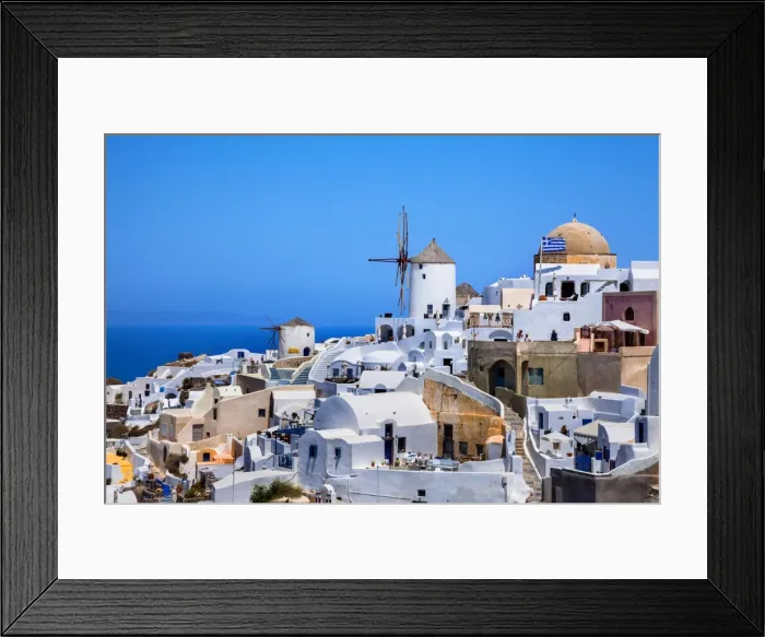 Framed Print : View of Oia Village, Santorini, Greece