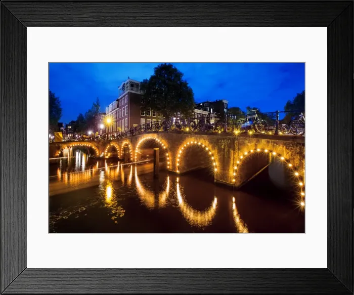 Framed Print : The Blue Hour of Amsterdam Bridges and Canals, North Holland, Netherlands Framed Print : The Blue Hour of Amsterdam Bridges and Canals, North Holland, Netherlands