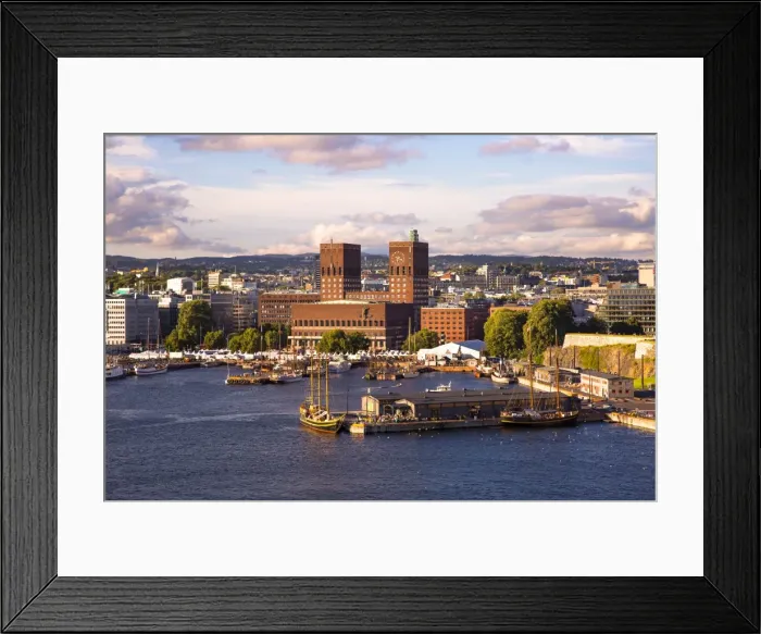 Framed Print : View of Oslo City Hall, Harbourand Skyline, Oslo, Ostlandet, Norway Framed Print : View of Oslo City Hall, Harbourand Skyline, Oslo, Ostlandet, Norway