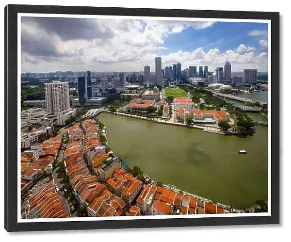 Aerial View of Singapore River, Marina Bay and Raffles Quay, Singapore