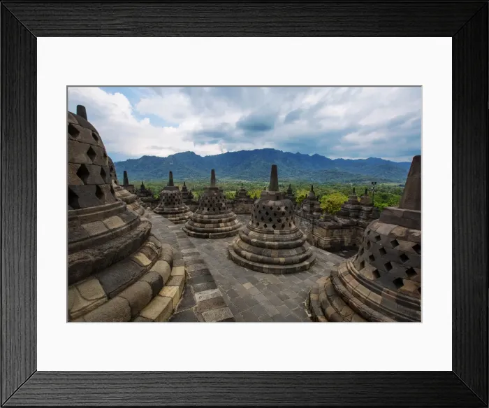 Framed Print : Stupas at Borobudur, Magelang, Central Java, Indonesia