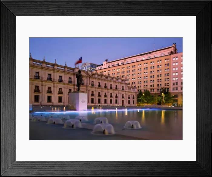 Framed Print : The Statue of the President Arturo Alessandri at Citizenry Square with La Moneda Palace in the Background, Santiago, Chile, South America