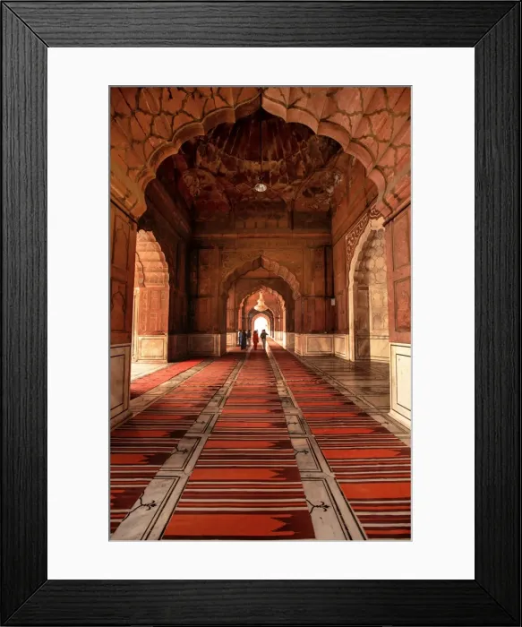 Framed Print : Inlay Detail of Interior Arches in Jama Masjid, Central Delhi, Delhi, India