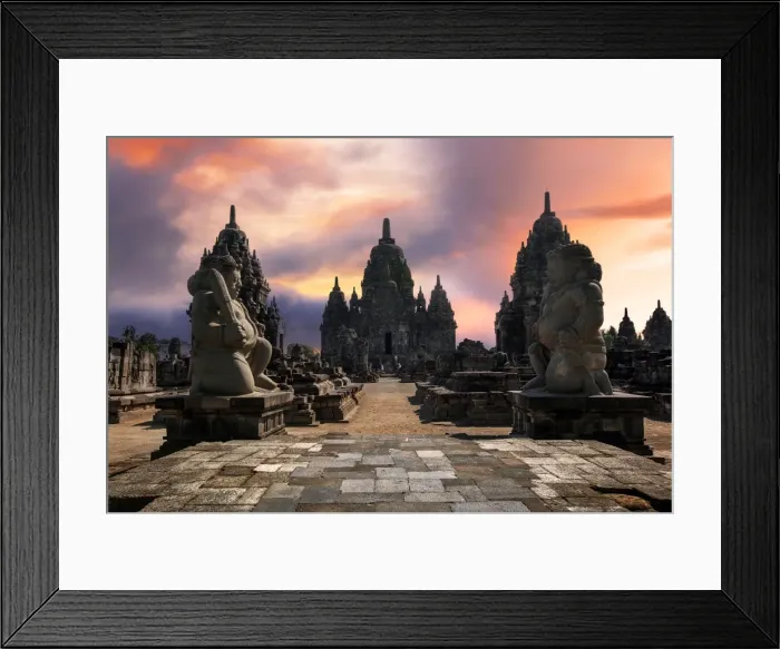 Framed Print : The Entrance to the Temple of Candi Sewu, Guarded by Twin Dvarapala Statues, North of Prambanan, Central Java, Indonesia