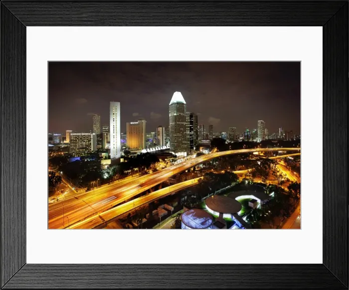 Framed Print : View of Benjamin Sheares Flyover And Skyscrapers At Raffles Boulevard, Marina Bay, Singapore Framed Print : View of Benjamin Sheares Flyover And Skyscrapers At Raffles Boulevard, Marina Bay, Singapore