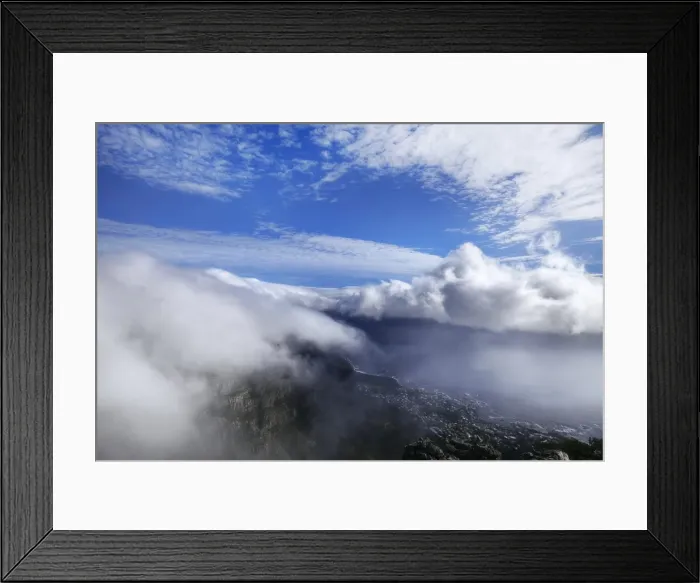 Framed Print : Passing Clouds With Table Bay View From The Top of Table Mountain, Cape Town, South Africa Framed Print : Passing Clouds With Table Bay View From The Top of Table Mountain, Cape Town, South Africa