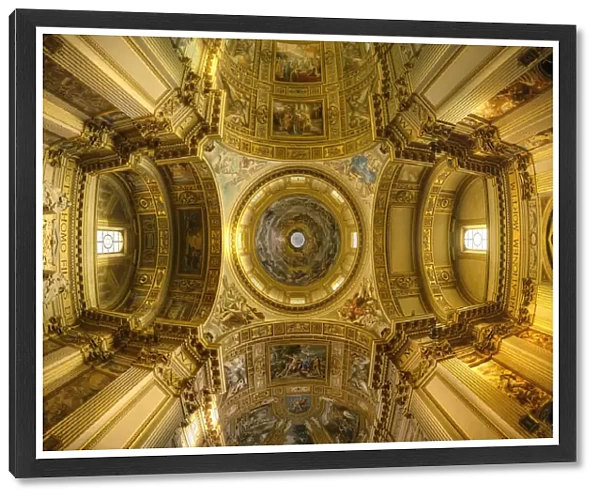 The Interior Ceiling and Dome of Sant Andrea della Valle in the Rione of Sant Eustachio, Rome, Lazio, Italy