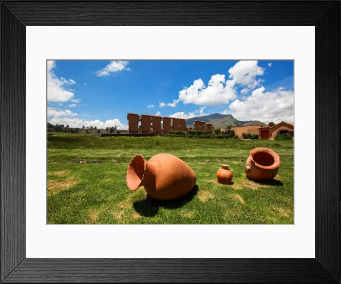 Framed Print : Raqchi Overview With The Temple of Wiracocha In The Background, San Pedro District, Canchis Province, Cusco Region, Peru