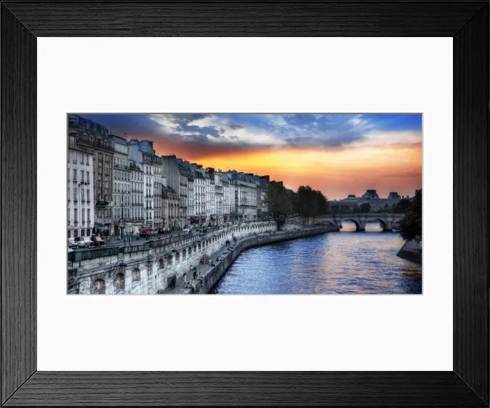 Framed Print : Sunset At River Seine in Paris, France