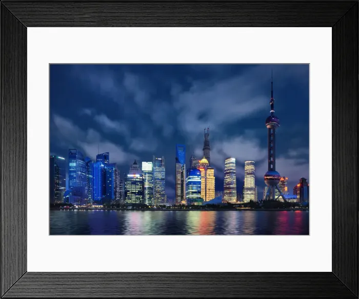 Framed Print : The Modern Skyline of Pudong Along Huangpu River, Shanghai, China