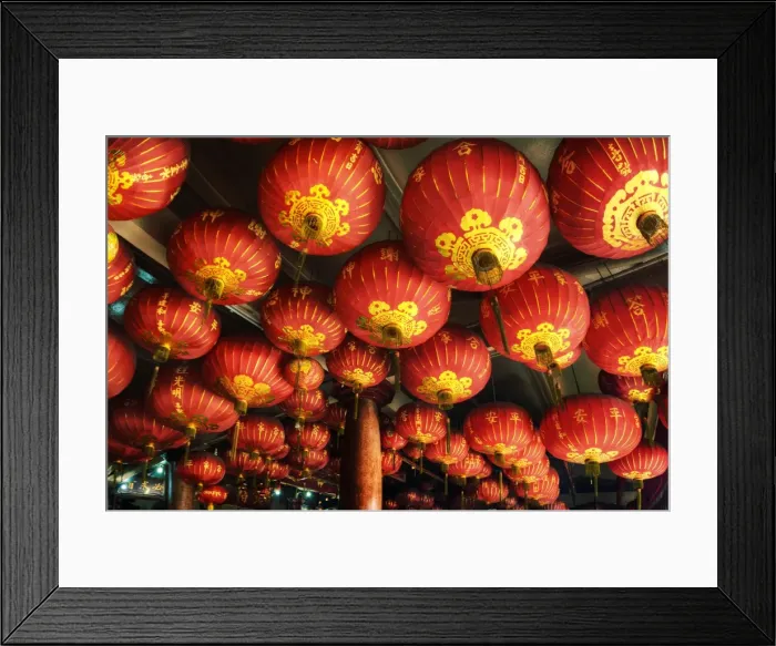 Framed Print : The Ceiling of Red Lanterns in Toa Pek Kong Temple, Batam, Indonesia