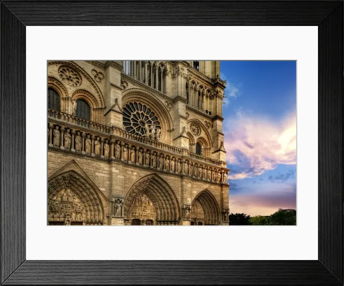 Framed Print : Evening Light Shining on the Notre Dame Cathedral in Paris, France