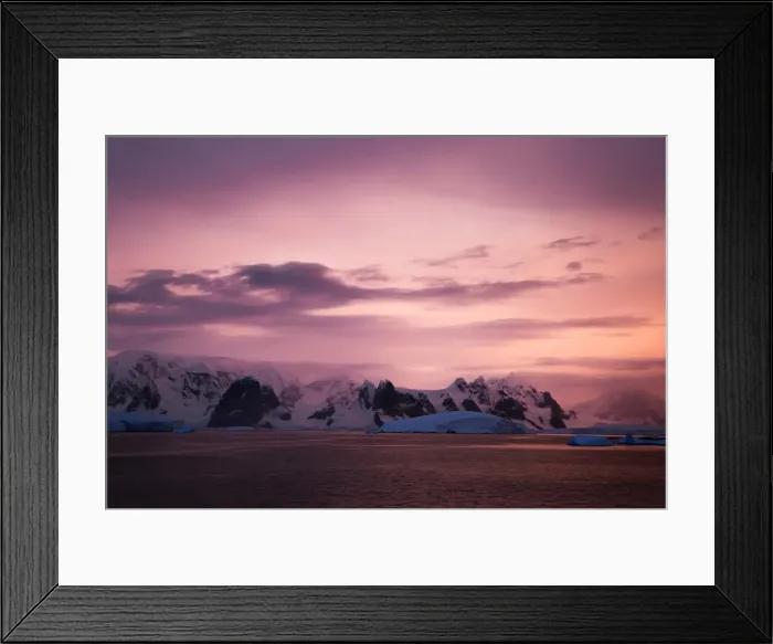 Framed Print : Sunset At Le Maire Strait, Antarctica