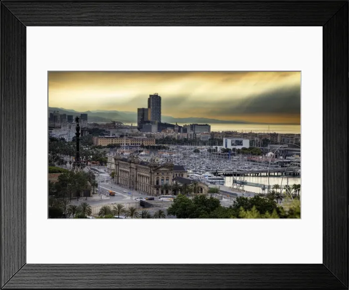 Framed Print : The View Of Barcelona & Port Vell, Catalonia, Spain, Europe Framed Print : The View Of Barcelona & Port Vell, Catalonia, Spain, Europe