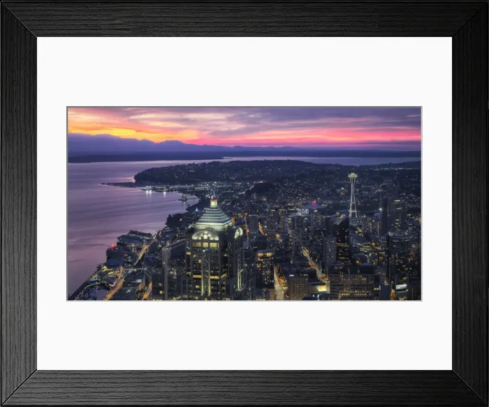 Framed Print : Night View of Seattle Skyscapers And Space Needle, Washington, United States Framed Print : Night View of Seattle Skyscapers And Space Needle, Washington, United States