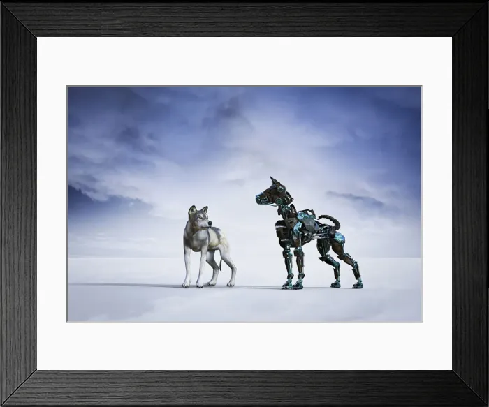 Framed Print : animals, ar, artificial, augmented reality, black, color image, computer graphic