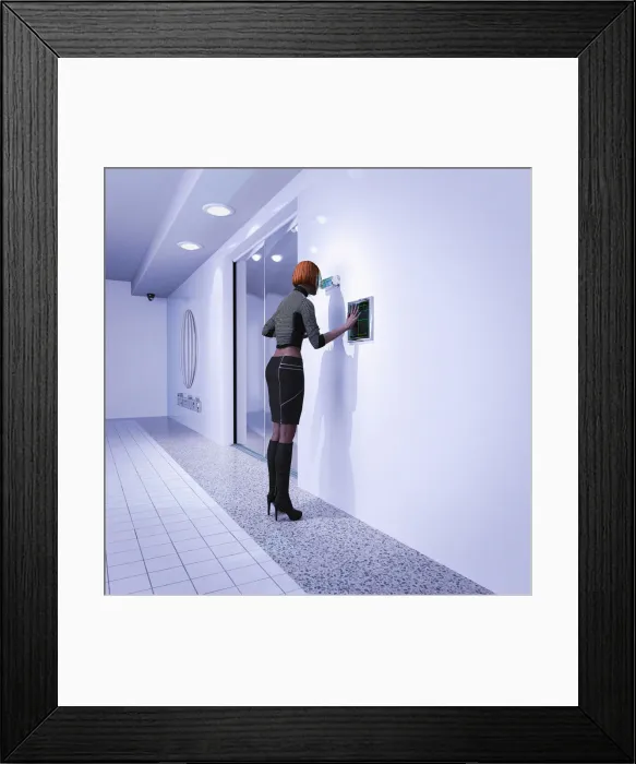 Framed Print : beauty, biometric, boot, checking, color image, computer graphic, concept, copy space
