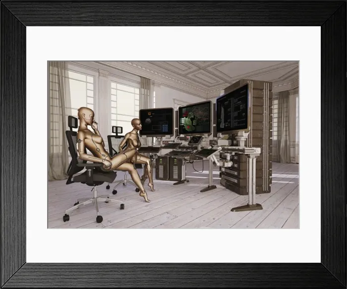 Framed Print : access, ar, augmented reality, beauty, chair, color image, computer, computer graphic