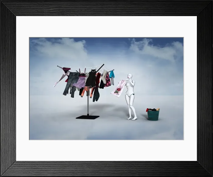 Framed Print : ar, augmented reality, chore, clothes horse, clothesline, clothing, color image, computer graphic