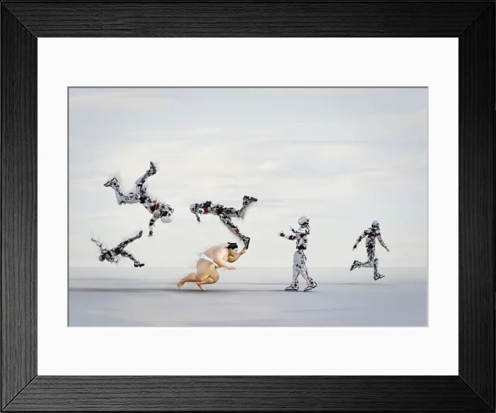 Framed Print : aggression, ar, athlete, augmented reality, automation, bare, bare chest, barefoot