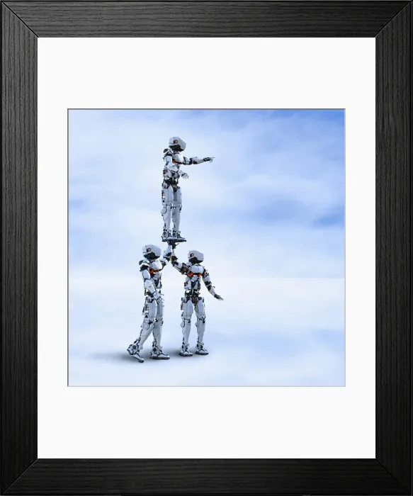 Framed Print : android, ar, augmented reality, balance, carrying, cloud, colleague, color image
