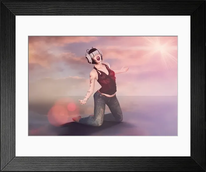 Framed Print : angry, anguish, ar, arm, augmented reality, barefoot, beauty, black hair, cloud, color image